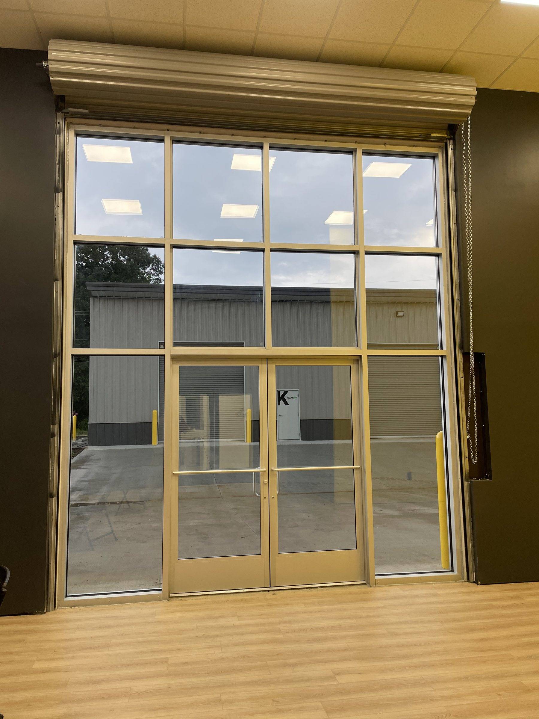 The finished Mr. Pave aluminum storefront in Lynchburg, seen from inside