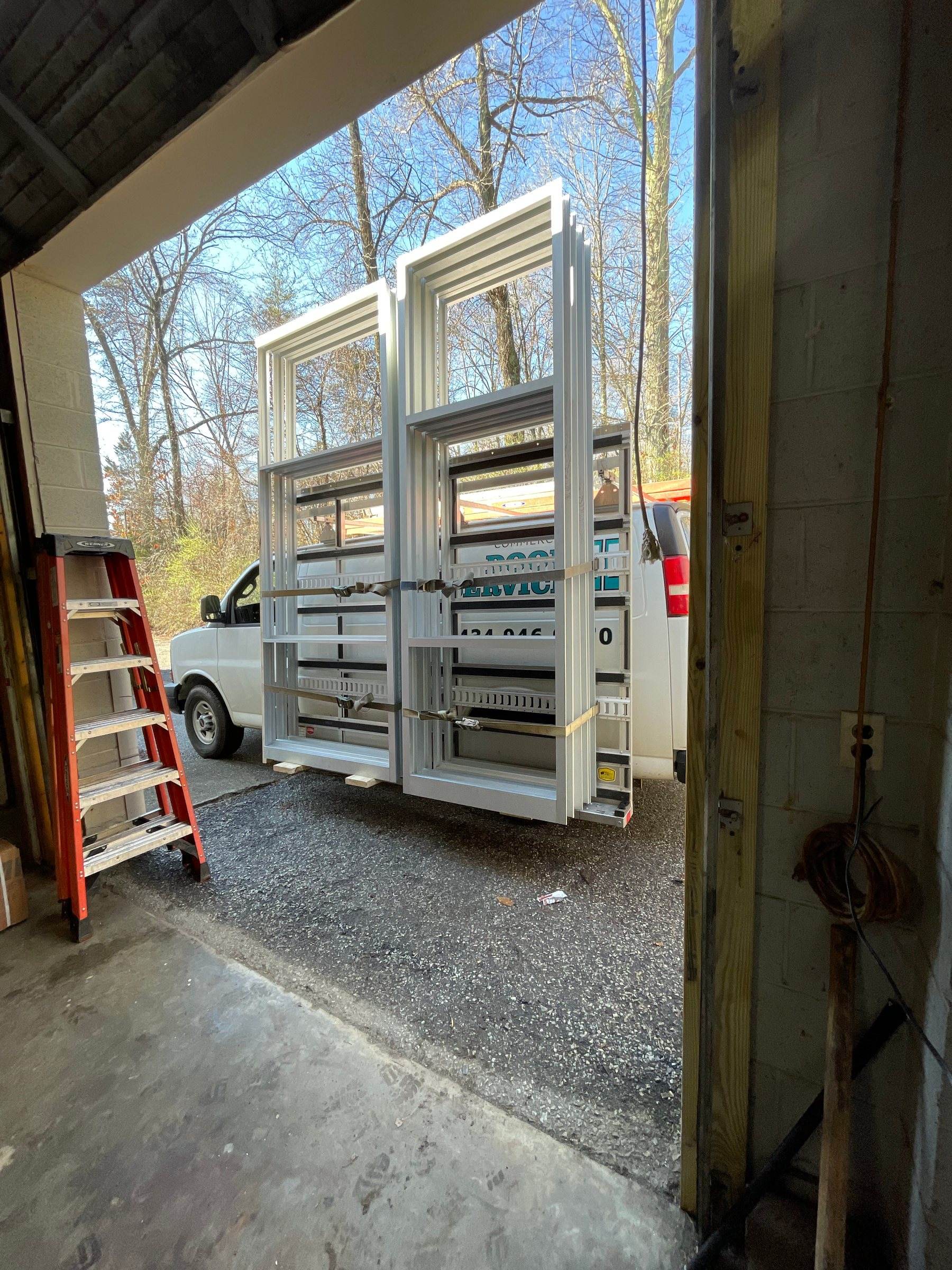CDSC truck loaded with glass and door frames